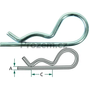 Hmoždinka Pérová jednoduchá závlačka O 6 mm, vhodná pro hřídel O 28-45 mm