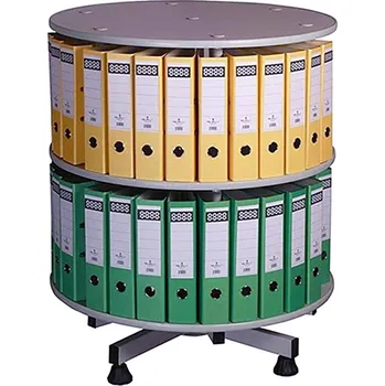 Kartotéka Otočný regál na šanony, 2 patra - šedý