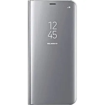 Pouzdro na mobilní telefon Zrcadlový silikonový flip obal pro Samsung Galaxy S21 G991B - stříbrný