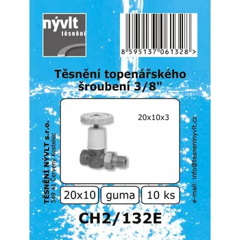 SADA plochého těsnění 3/8" ventilu - guma 20 x 13 x 3 mm - CH2/132E