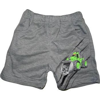 Chlapecké kraťasy Chlapecké šedé bavlněné kraťasy se zeleným nakladačem. 116
