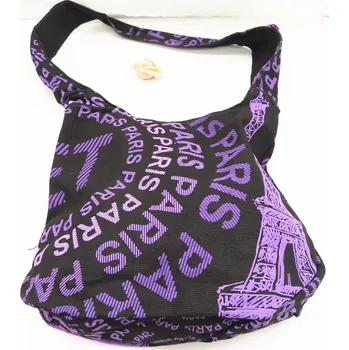 Nákupní taška Bavlissimo Dámská látková taška crossbody Paris fialová varianta potisku: var. 2