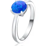 Stříbrný prsten s modrým opálem (2,41 g, 54)