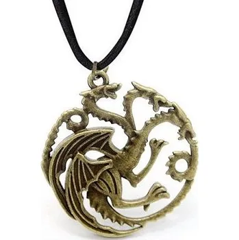 Seriál náhrdelník Targaryen Sigil Hra o trůny (Game of Thrones) bronzový - šňůrka