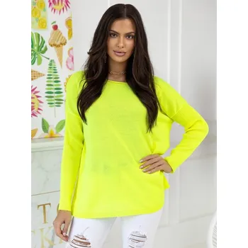 Dámské oblečení Fashionweek Dámský svetr oversize měkký lehký volný svetr NB14863 BIS Barva: žlutý neon, Velikost: Universal