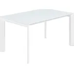 Bílý skleněný rozkládací jídelní stůl Kave Home Axis 160/220 x 90 cm