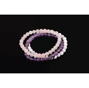 Souprava šperků Sada náramků růženín ametyst a howlite