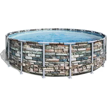 Bazén Bestway Power Steel Stone 5,49 x 1,32 m + kartušová filtrace, schůdky, plachta, dávkovač chemie