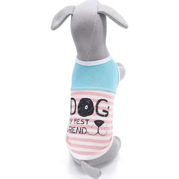 Obleček pro psa Vsepropejska Odeta pruhované tričko pro psa Barva: Modrá, Délka zad (cm): 33, Obvod hrudníku: 42 - 46 cm