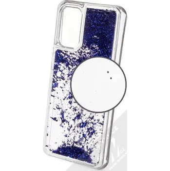 Pouzdro na mobilní telefon 1Mcz Liquid Hexagon Sparkle ochranný kryt s přesýpacím efektem třpytek pro Samsung Galaxy A32 5G modrá (blue)