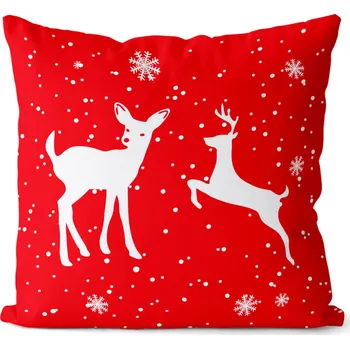Dekorativní polštářek Polštář Vánoční sobi 40x40 cm (Velikost: 40 x 40 cm)