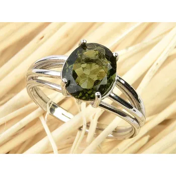 Prsten Prsten s oválným vltavínem 10 x 8mm Ag 925/1000