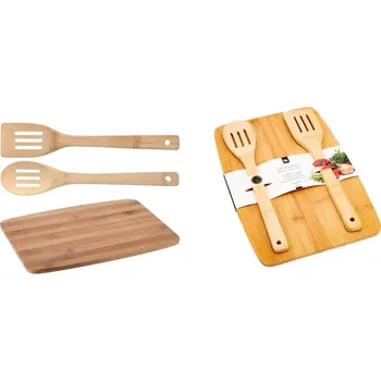 Kuchyňské prkénko Excellent Houseware 3 dílná sada prkénka a kuchyňského náčiní Bamboo