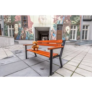 Zahradní lavice PROFICITY Dětská lavička Rumcajs s dřevěnou loketní opěrkou Barevná kombinace: Mahagon