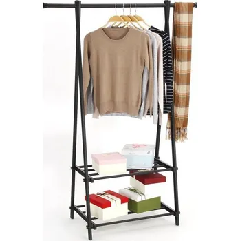 Věšák ModernHome Věšák s policemi - černý, YLT-0311F BLACK