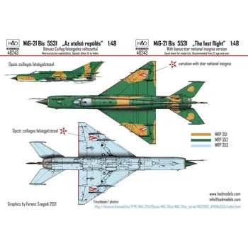 Plastikový model HAD models 1/48 Decal MiG-21 Bis 5531 'The Last Flight'