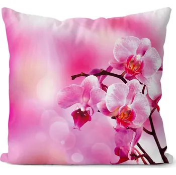 Dekorativní polštářek Foto polštář Růžová orchidej 40x40 cm (Velikost: 40 x 40 cm)