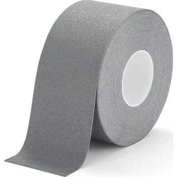 Výstražná páska Šedá plastová voděodolná podlahová protiskluzová páska FLOMA Super Resilient - délka 18,3 m, šířka 10 cm, tloušťka 1,3 mm