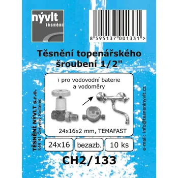 SADA plochého těsnění 1/2" ventil - bezazbest 16 x 24 x 2 mm - CH2/133