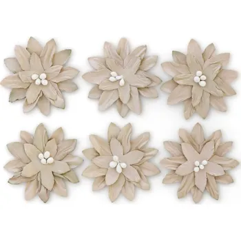 Papírové květiny samolepicí Dalia béžová, 6ks