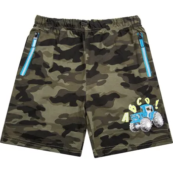 Chlapecké oblečení Chlapecké kraťasy - KUGO MT0527, khaki/ tyrkysový bagr Barva: Khaki, Velikost: 98