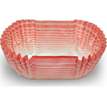Jednorázové nádobí Košíček papírový oválný 50x25, v.20mm (červený proužek) 1000 ks/bal