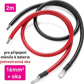 elektrický kabel Kabel propojovací s oky - mezi baterií a měničem- 16mm², délka 2m (černý + červený)