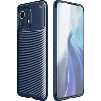 Telefonní příslušenství Kryt Xiaomi Mi 11 case Armored Shockproof Carbon Fiber modrý