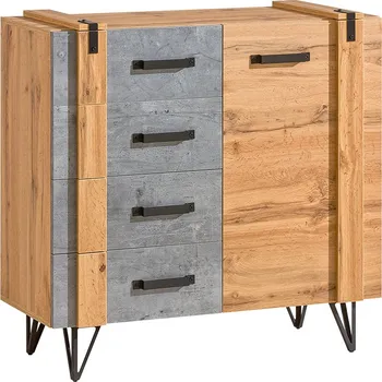 Komoda Nábytek PEGAS s.r.o. Komoda LOFTER - LO6, Dub Wotan + Beton Millenium