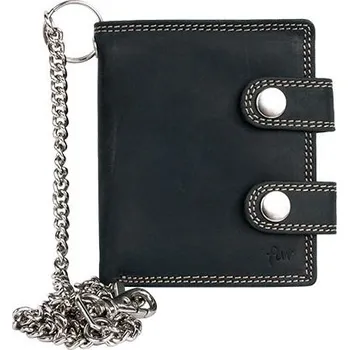 Peněženka Pánská tmavě šedá malá kapesní peněženka s řetízkem