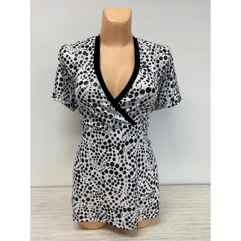 Dámské šaty dámské halenky, Barva Bílá s černým tiskem, Velikost 40 - na zakázku, Materiál 98% Polyester 2% Lycra