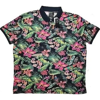 Pánské tričko Pánská polokošile - tričko s límečkem s potiskem květin krátký rukáv 5XL - 8XL KITARO - 8XL