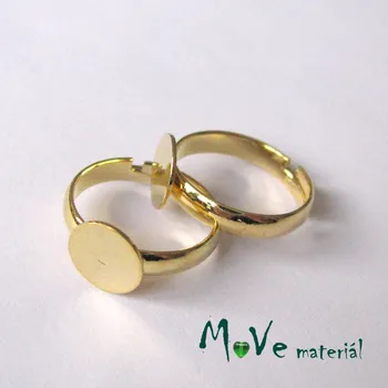 Prsten Prstýnek polotovar s lůžkem, 14mm, zlatý, 1ks