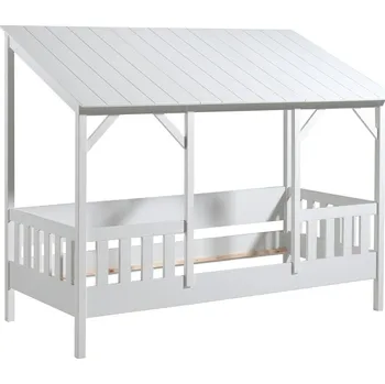 Dětská postel Bílá dřevěná dětská postel Vipack Housebed 90 x 200 cm s bílou střechou