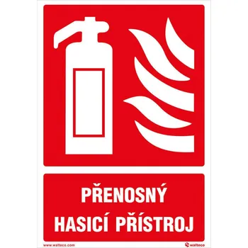 Walteco Přenosný hasicí přístroj (včetně textu) 148x210mm, formát A5, samolepka Množství: 1 ks