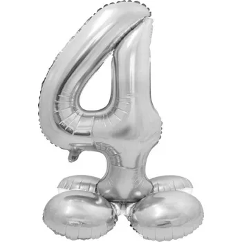 Balónek Godan Balónek fóliový číslo 4 samostojné stříbrné 72 cm