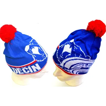 Čepice Zimní kulich s bambulí HC Děčín Barva: Modro-červeno-bílé