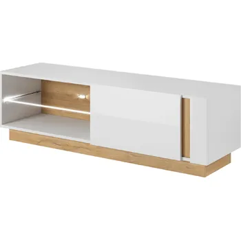 Televizní stolek RTV stolek 138, bílá / dub grandson / bílý lesk, CITY
