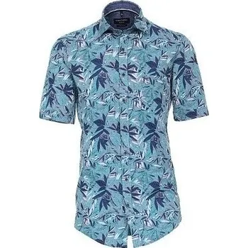 Pánská košile Casa Moda lněná turquoise krátký rukáv vel. 4XL - 7XL (49 - 56) Casa Moda - 7XL