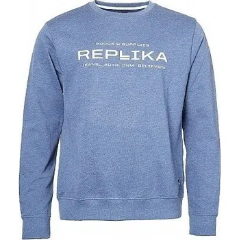 Pánská mikina Pánská mikina REPLIKA JEANS modro šedá s potiskem 4XL - 6XL Replika Jeans ODE-REP-01312-0555 - 6XL