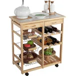 Praktický servírovací stolek CAYMAN, přírodní masiv, 67x37x75 cm