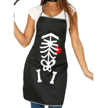 Karnevalový doplněk Guirca - Zástěra kostlivec černá -