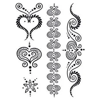 Odstranitelné tetování Černá srdce - henna dočasné tetování