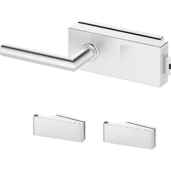 Dveřní kování Klika + panty na skleněné dveře Naturel bez spodních rozet nerez BUDSETHBEZL