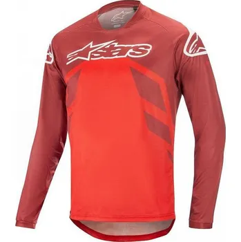 cyklistický dres dres Alpinestar RACER V2 L/S JERSEY BURGUNDY/BRIGHT RED/WHITE S