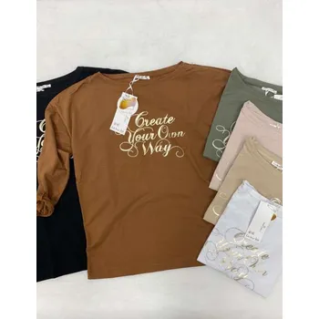 Dámské tričko Latynka triko 6761 dlouhý rukáv barva: hnědá , velikost: L/XL