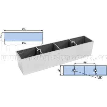 Nábytkové kování Nabytekmorava Plastová nožka obdelníková