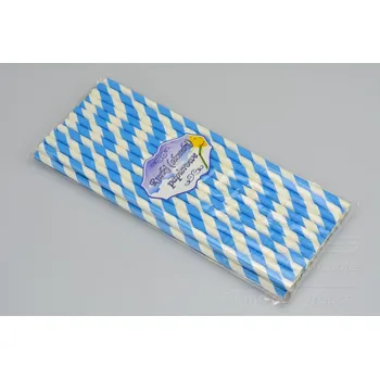 Euro Habitat Slámky na pití ze silného papíru (brčka) spirála 24ks - Modré (19,5cm)