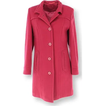 Dámský kabát Pamela Flaušový kabát proužek/101295 barva: bordó, velikost: 44