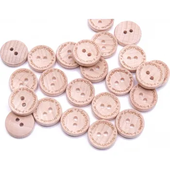Knoflík Knoflík dřevěný handmade vel. 24 - průměr 15,2 mm, barva Přírodní